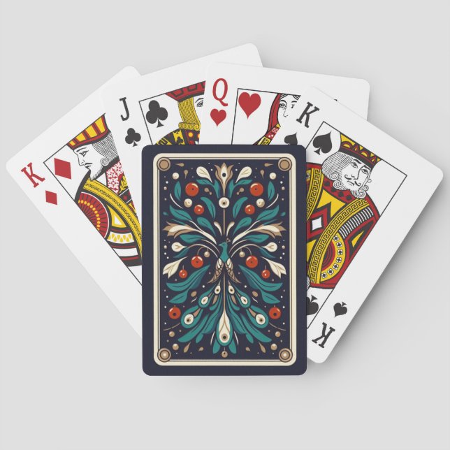 Påfågelsstjärt Misteltoe Mönster Casinokort (Baksidan)