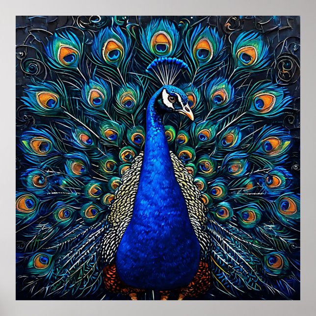 🦚 Påfågelväggkonst för elegant heminredning Poster (Framsidan)