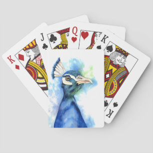 Påfågelvattenfärgmålning Casinokort