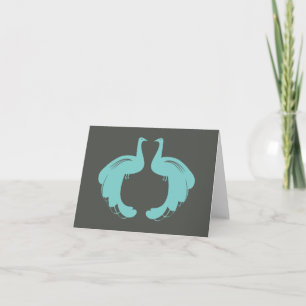 PÅFÅGLAR i AQUA Notecard Kort