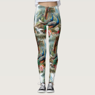Påfåglar i skogen leggings