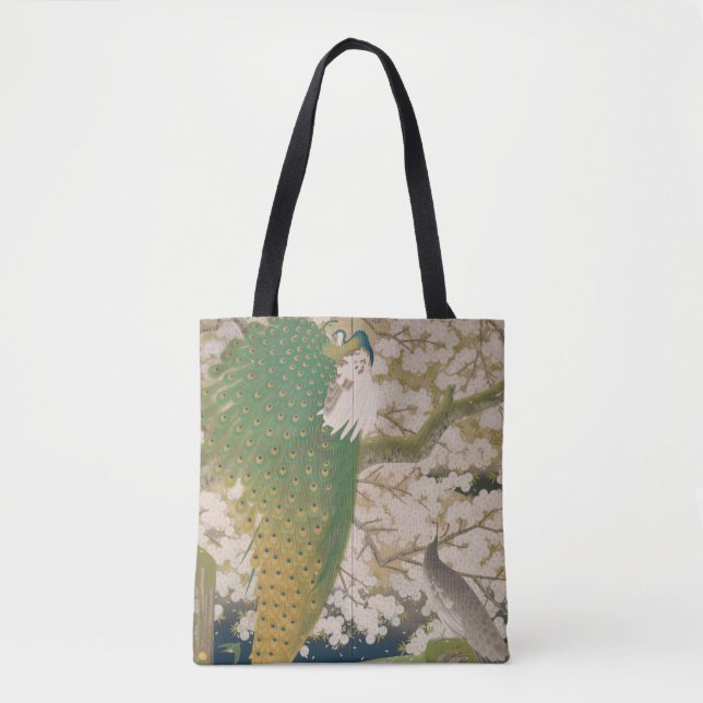 Påfåglar och körsbärsröda Träd (1925) Tygkasse (Framsida)