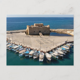 Pafos slott och hamn drönarvy vykort
