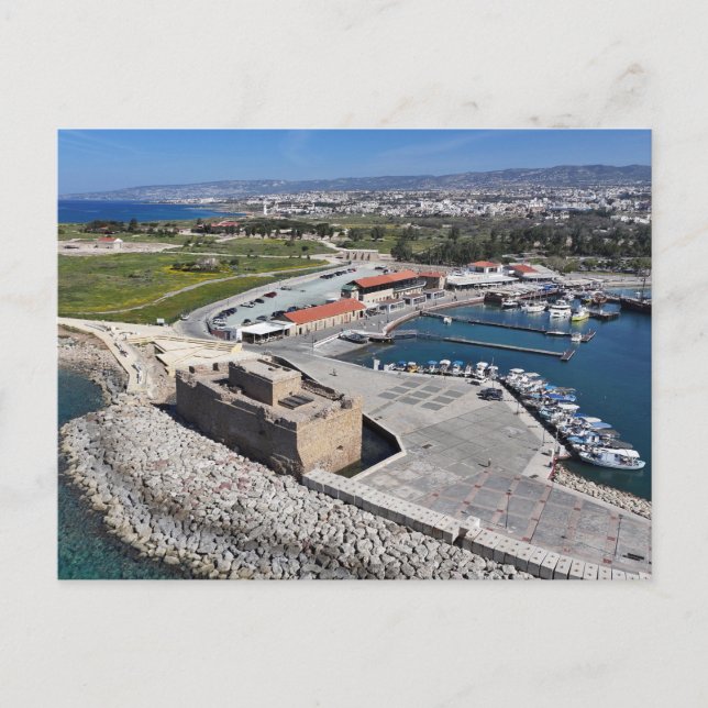 Pafos slott och hamn med fyr vykort (Framsida)