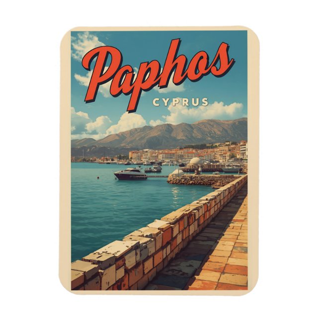Pafos vattenutsikt, Cypern souvenirpresenter Magnet (Vertikal)