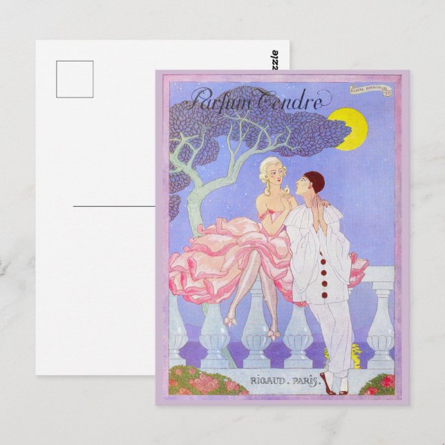 Pafum Tendre av George Barbier Vykort (Fram/baksida)