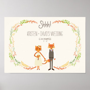 Pågående katt och räv bröllop poster