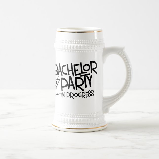 Pågående öl Stein för ungkarlparty Sejdel (Höger)