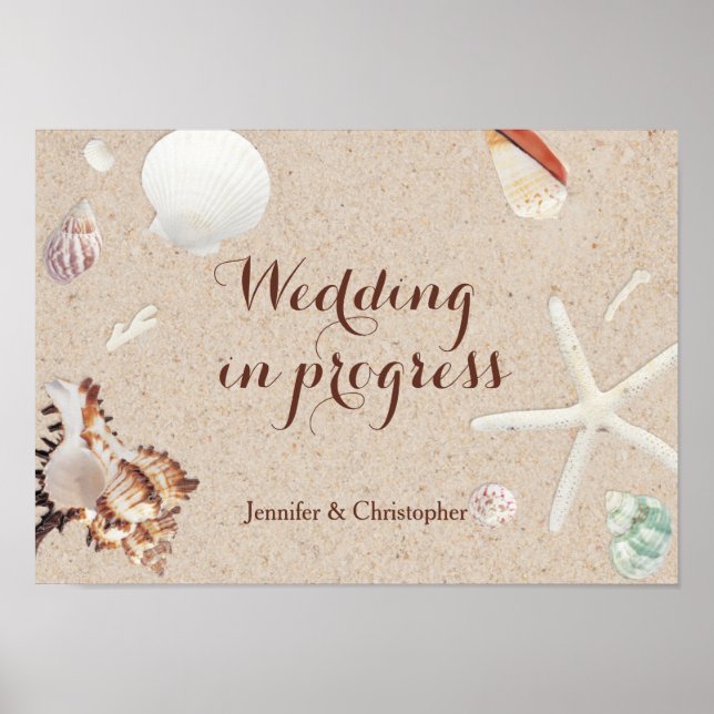 Pågående Seashells & Starfish Beach Wedand Poster (Framsidan)
