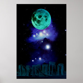 Pagan Blue Måne Poster