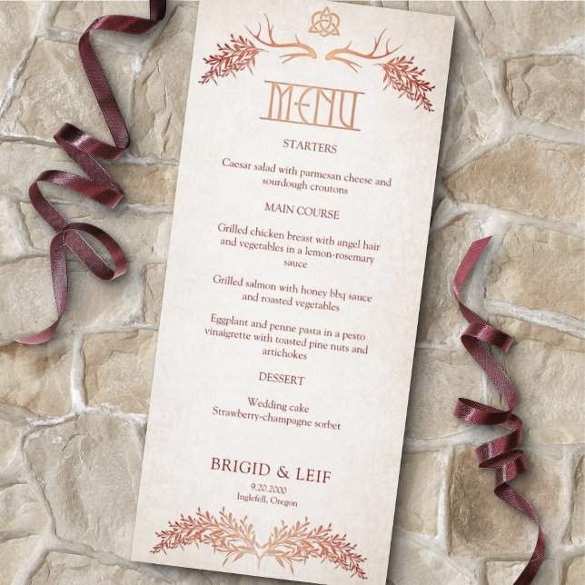 Pagan Celtic Antlers Autumn Bröllop Menu (Skapare uppladdad)