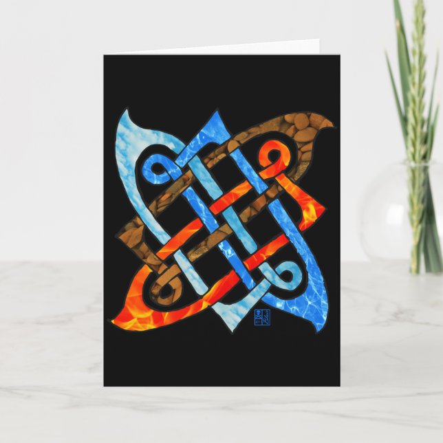 Pagan Celtic Knot Earth Luft Fire Vatten Inslag Kort (Framsida)