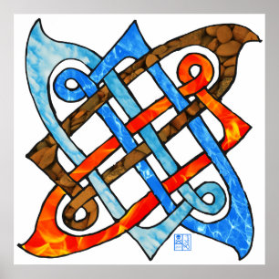 Pagan Celtic Knot Earth Luft Fire Vatten Inslag Poster