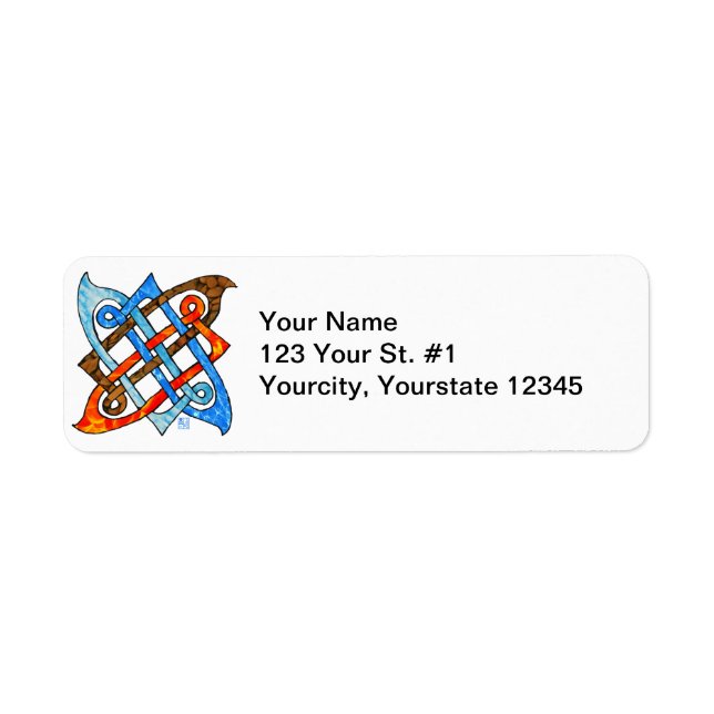 Pagan Celtic Knot Earth Luft Fire Vatten Inslag Returadress Etikett (Framsidan)