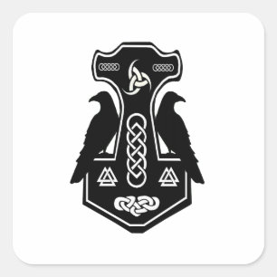 Pagan Celtic Norse Thors Hammer Fyrkantigt Klistermärke