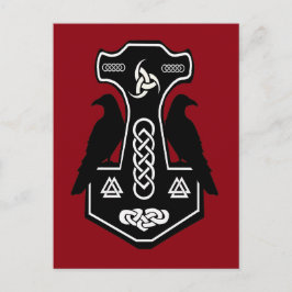 Pagan Celtic Thors Hammer med Ravens Vykort