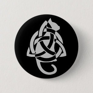 Pagan Celtic Triquetra Cat Silhouette Knapp