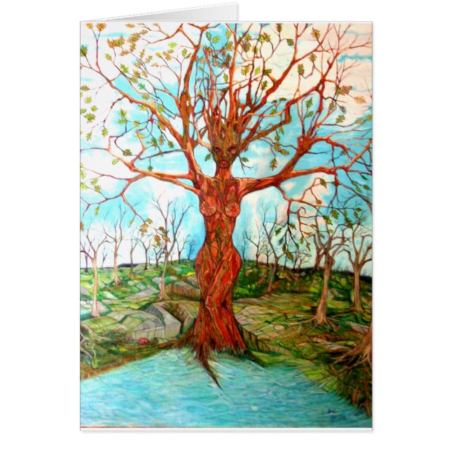 Pagan Dryad Träd Goddess Wiccan Nature Art Hälsningskort (Framsidan)