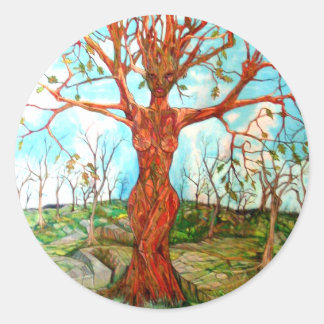 Pagan Dryad Träd Goddess Wiccan Nature Art Runt Klistermärke