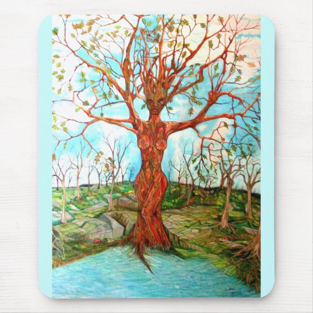 Pagan Dryad Träd gudinna Wiccan Nature Art Musmatta (Framsidan)
