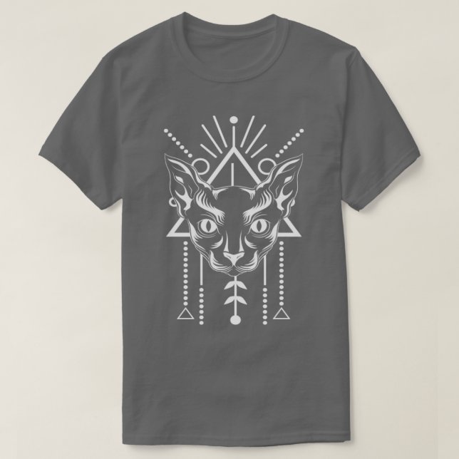 Pagan Egyptian Cat Occult Wicca Witch Sphynx Cat T Shirt (Design framsida)