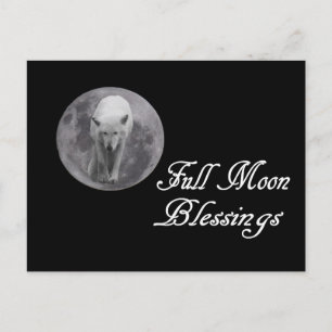 Pagan Full Moon Blessings Varg Måne Vykort