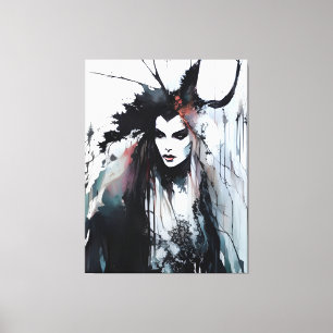 Pagan Goddess Black Bläck Painting Canvastryck