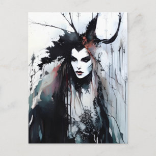 Pagan Goddess Black Bläck Painting Vykort