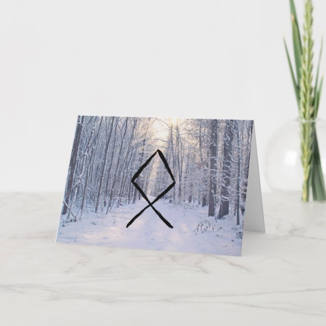 Pagan, Heathen Yule Helgdag Card, Othala Rune Tack Kort (Framsida)
