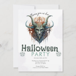 Pagan Horned God och Pentagram Halloween fest Inbjudningar