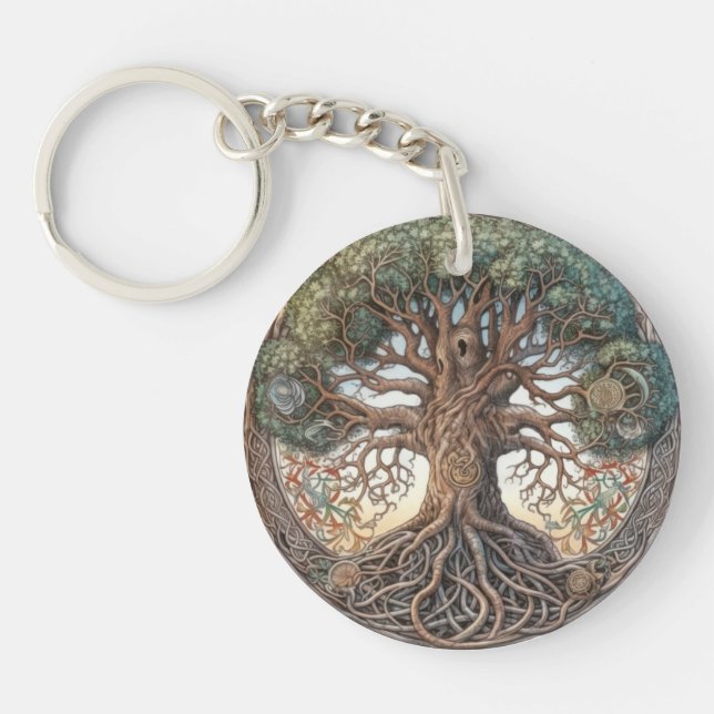 Pagan Livets träd Acrylic Keychain (Framsidan)