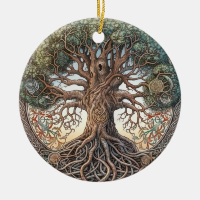 Pagan Livets träd Ceramic Ornament (Framsidan)