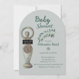Pagan Mother Goddess With Leaves Baby Shower Inbjudningar