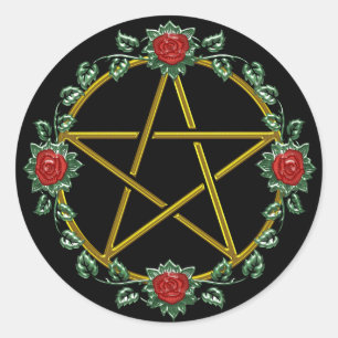Pagan Pentagram Pentacle Sticker guld Ro Runt Klistermärke