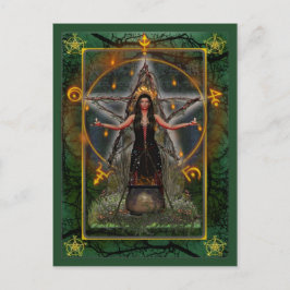 Pagan Postcard - Spellweaver Witch "Grönt ~ Earth" Vykort