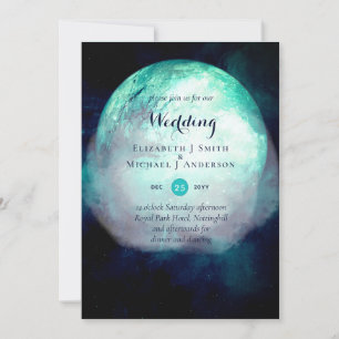 Pagan Teal Måne Gothic Wedding bjudes in Inbjudningar