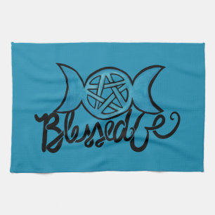 Pagan Triple Måne Pentagram Kökshandduk