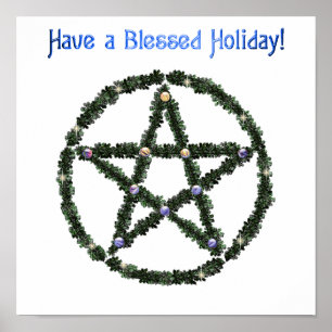 Pagan välsignad Helgdag Yule WAN Pentacle Poster