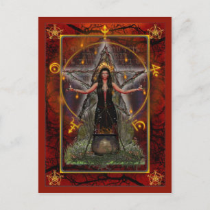 Pagan-vykort - Spellweaver Witch 'Red - Fire' Vykort