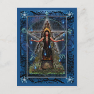 Pagan vykort - ~ Water för Spellweaver häxa'blått