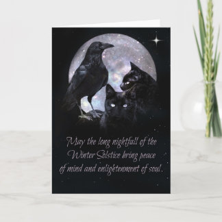 Pagan Wicca Winter Solstice Raven och Cats Kort