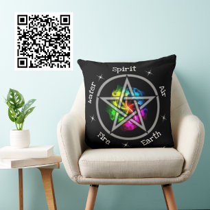 Pagan Wiccan Elemental Pentagram Kudde