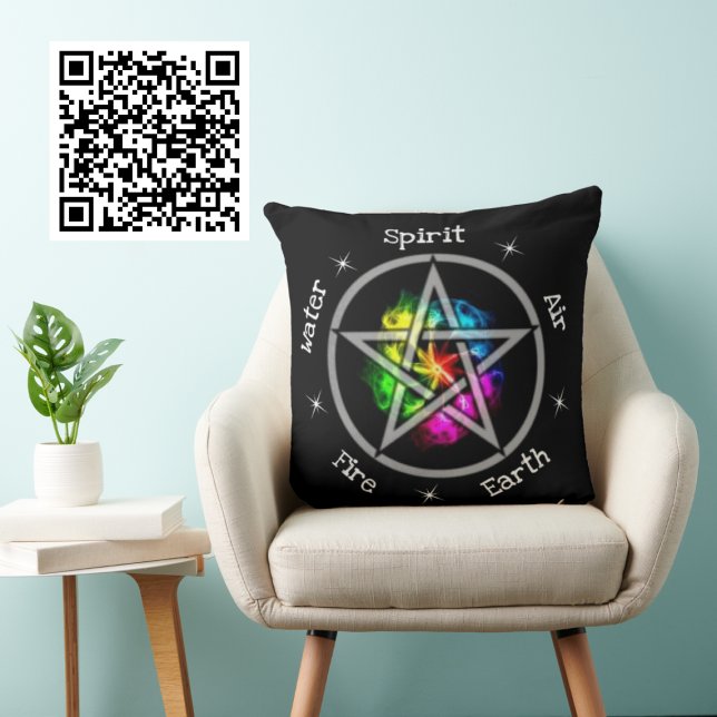 Pagan Wiccan Elemental Pentagram Kudde (Skapare uppladdad)