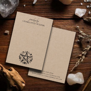 Pagan Wiccan Pentacle Jewelry Earring Kraft Visitkort