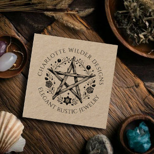 Pagan Wiccan Rustic Kraft Jewelry Designer Fyrkantigt Visitkort