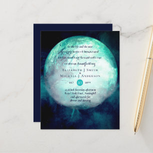 Pagan Wiccan Teal Måne Gothic Handfasting Inbjudan