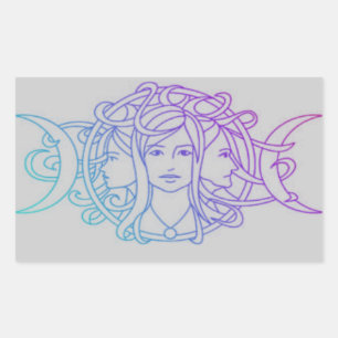 Pagan Wiccan Triple Måne Goddess Rektangulärt Klistermärke