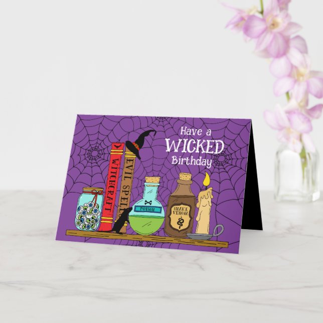 Pagan Witch Wicked Birthday Kort (Orkide)