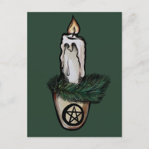 Pagan Yule Candle wicca w Vykort
