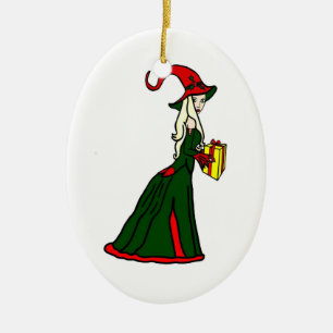 Pagan Yule häxa Julgransprydnad Keramik